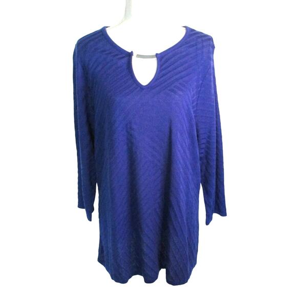 Dana Buchman Plus Women's 3/4 Sleeve Blue Knit Lightweight Sweater NWT Size 2X - Picture 1 of 11